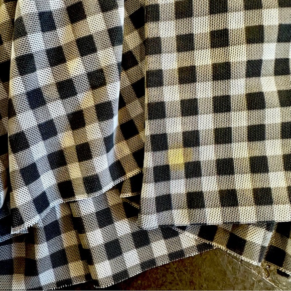 Ganni Mini Ruffle Short Sleeve Dress - Ruffle - Gingham Plaid - Mesh - Picture 14 of 15